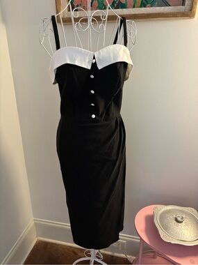 Stop Staring Black and White Vintage-Inspired Midi Dress